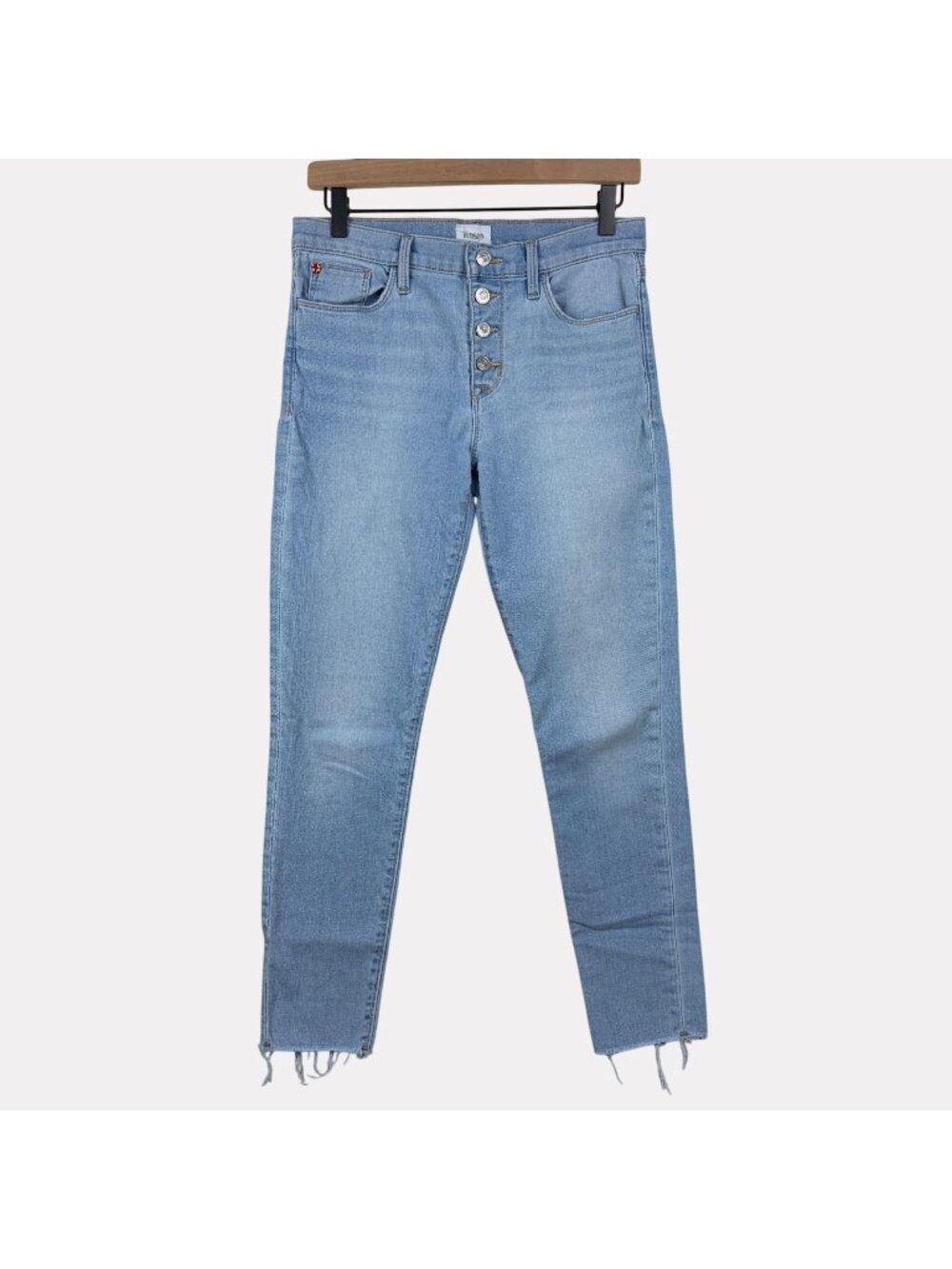 Hudson Natalie Button Fly Raw Hem Skinny Jeans Womens 28 Blue Light Wash